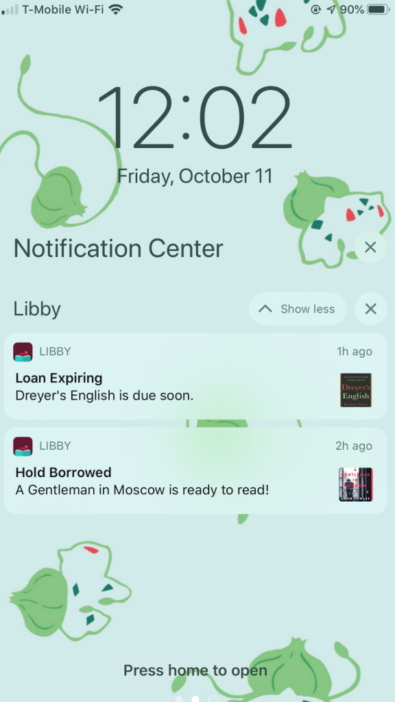 Libby Push notifications