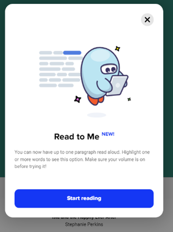 In-app Sora notification for Read to Me, the new text-to-speech support feature.