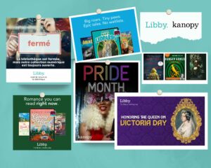 Collage of Kanopy and Libby Promotional Materials