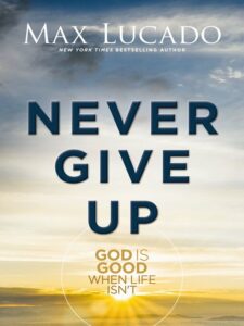 Book cover of Never Give Up by Max Lucado